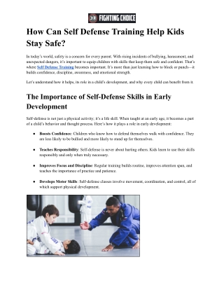 How Can Self Defense Training Help Kids Stay Safe_