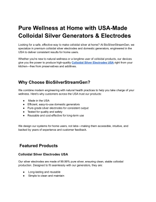 Pure Wellness at Home with USA-Made Colloidal Silver Generators & Electrodes