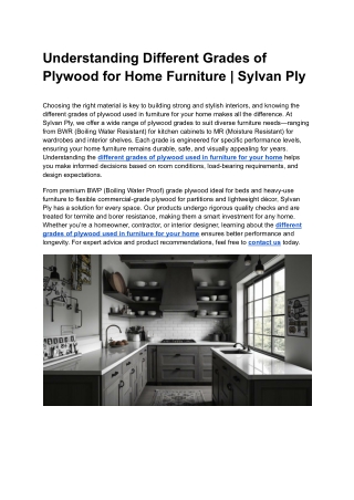 Understanding Different Grades of Plywood for Home Furniture _ Sylvan Ply