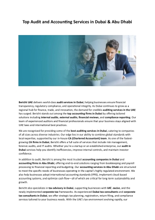 Best Auditing Services in Dubai-Bericht