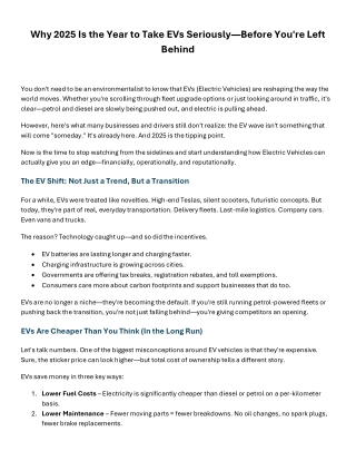 Why 2025 Is the Year to Take EVs Seriously—Before You're Lef