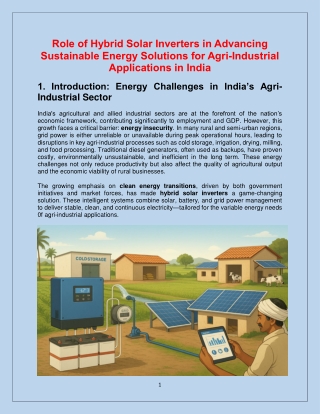 Role of Hybrid Solar Inverters in Advancing Sustainable Energy Solutions for Agri