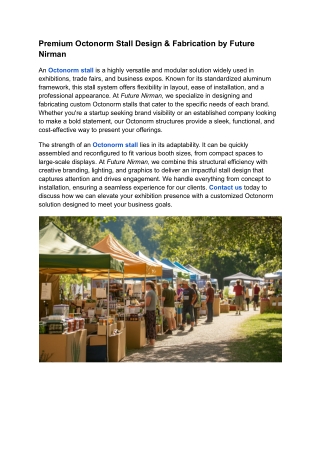 Premium Octonorm Stall Design & Fabrication by Future Nirman