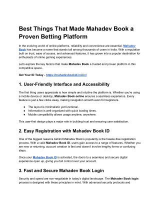 Best Things That Made Mahadev Book a Proven Betting Platform