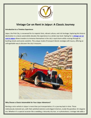 Vintage Car on Rent in Jaipur
