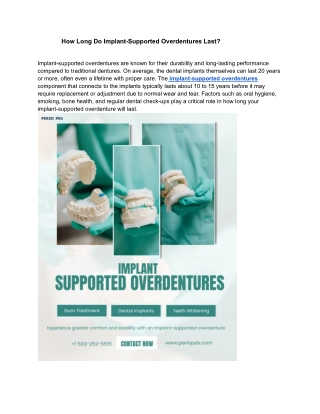 How Long Do Implant-Supported Overdentures Last ?