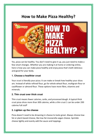 How to Make Pizza Healthy