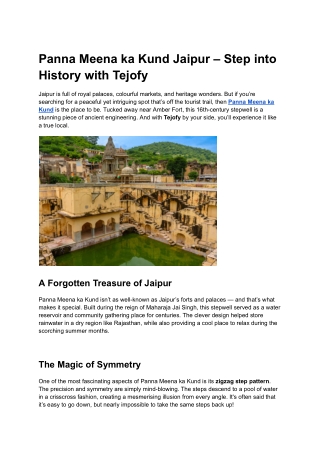 Panna Meena ka Kund Jaipur – Step into History with Tejofy