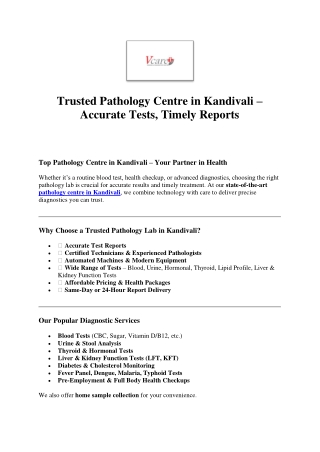 Best Pathology Centre in Kandivali – Accurate Lab Tests