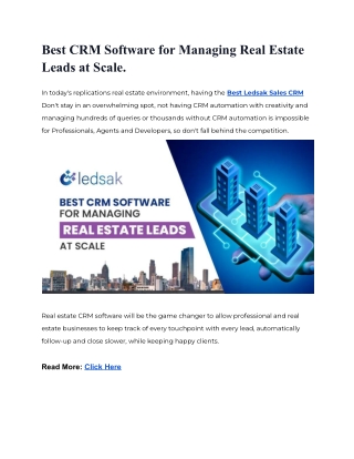 Best CRM Software for Managing Real Estate Leads at Scale.