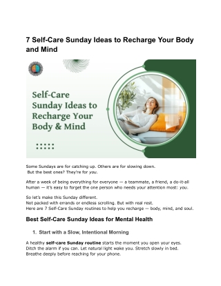 7 Self-Care Sunday Ideas to Recharge Body and Mind