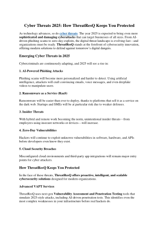 Cyber Threats 2025 How ThreatResQ Keeps You Protected