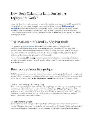 E -  How Does Oklahoma Land Surveying Equipment Work