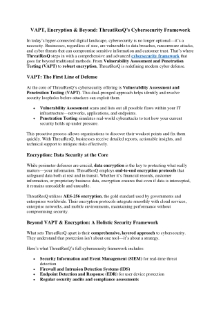 VAPT, Encryption & Beyond ThreatResQ’s Cybersecurity Framework