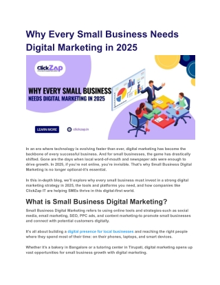 Why Every Small Business Needs Digital Marketing in 2025