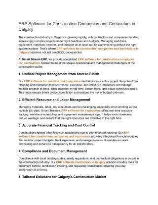 ERP Software for Construction Companies and Contractors in Calgary