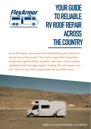 Find RV Roof Repair Near Me with FlexArmor Your Trusted Solution