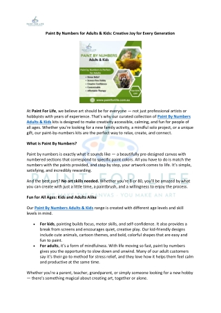 Paint By Numbers for Adults