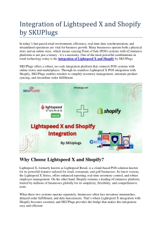 Integration of Lightspeed X and Shopify by SKUPlugs