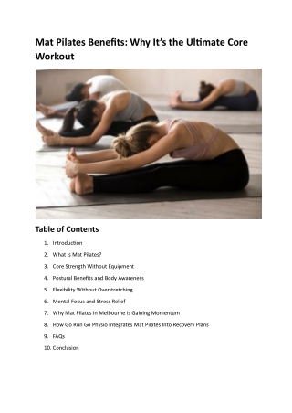 Mat Pilates Benefits Why It’s the Ultimate Core Workout