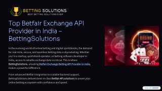 Top Betfair Exchange API Provider in India – BettingSolutions