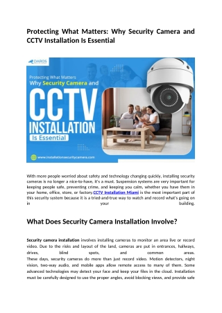 Protecting What Matters Why Security Camera and CCTV Installation Is Essential