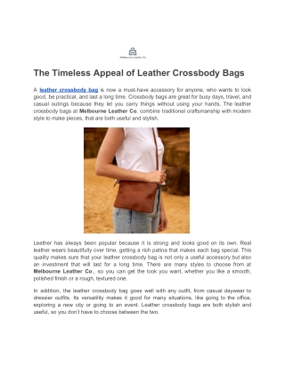 The Timeless Appeal of Leather Crossbody Bags