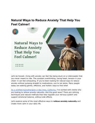Natural ways to reduce anxiety