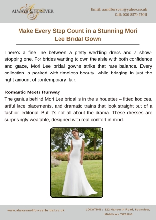 Make Every Step Count in a Stunning Mori Lee Bridal Gown