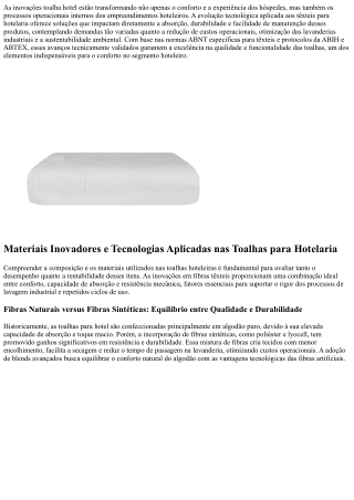 Toalhas hotel inovadoras que elevam o conforto e reduzem custos