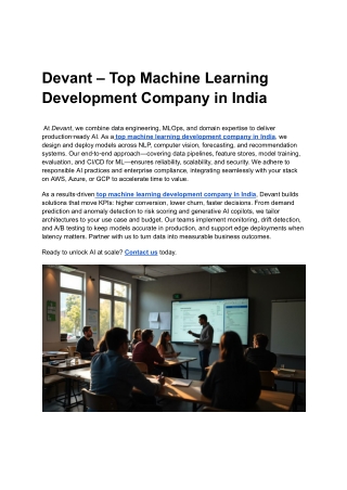 _Devant – Top Machine Learning Development Company in India