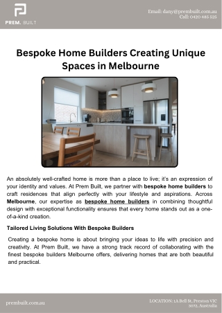 Bespoke Home Builders Creating Unique Spaces in Melbourne