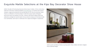 Exquisite Marble Selections at the Kips Bay Decorator Show House