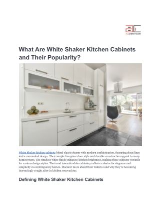 What Are White Shaker Kitchen Cabinets and Their Popularity_