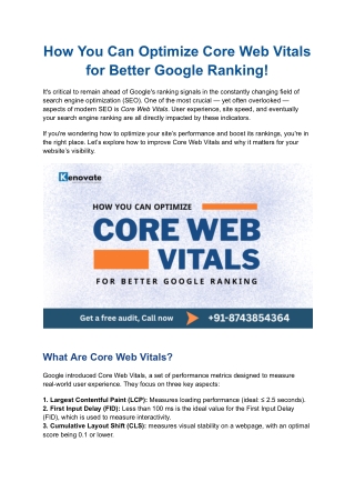 How You Can Optimize Core Web Vitals for Better Google Ranking