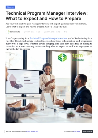 Technical Program Manager interview