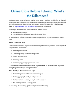 Online Class Help vs Tutoring: What’s the Difference?