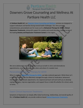 Downers Grove Counseling and Wellness At Partkare Health LLC