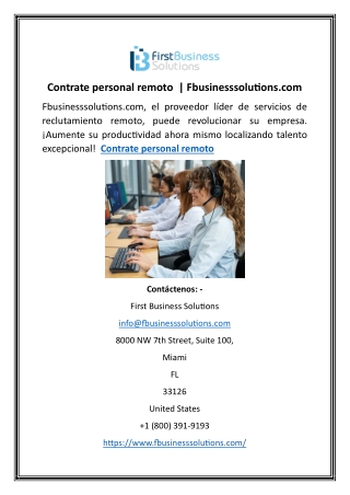Contrate personal remoto  | Fbusinesssolutions.com