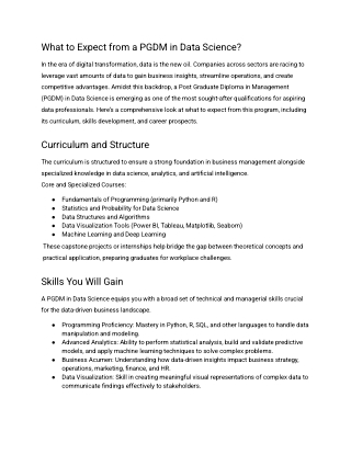 What to Expect from a PGDM in Data Science?