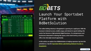 Launch Your Sportsbet Platform with BdBetSolution