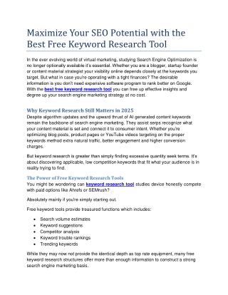 Maximize Your SEO Potential with the Best Free Keyword Research Tool