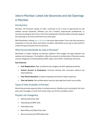 Jobs in Mumbai Latest Job Vacancies and Job Openings in Mumbai