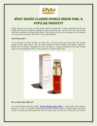 What Makes Clarins Double Serum 50ml a Popular Product