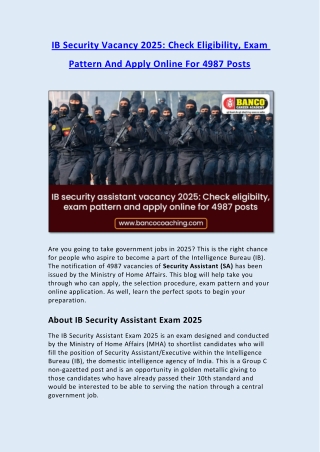 IB Security Vacancy 2025 Check Eligibility, Exam Pattern And Apply Online For 4987 Posts