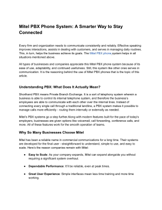 Mitel PBX Phone System_ A Smarter Way to Stay Connected