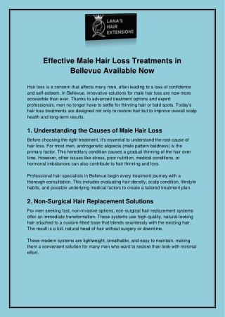 Effective Male Hair Loss Treatments in Bellevue Available Now