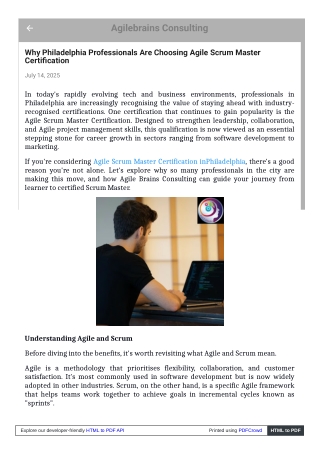 Agile Scrum Master Certification in Philadelphia