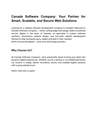 Canada Software Company – Smart, Scalable, Secure Web Solutions