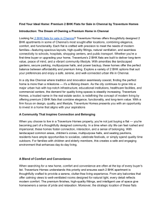 2 BHK flats for sale in Chennai